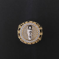 Anillo redondo grande de oro de 10K auténtico de San Judas