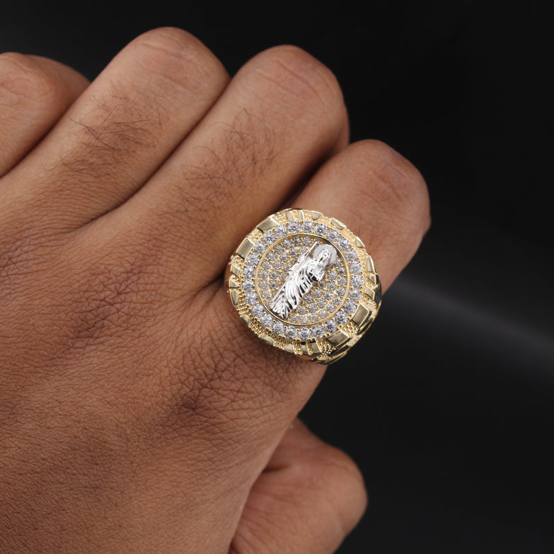 Real 10K Gold St. Jude Round Ring Large