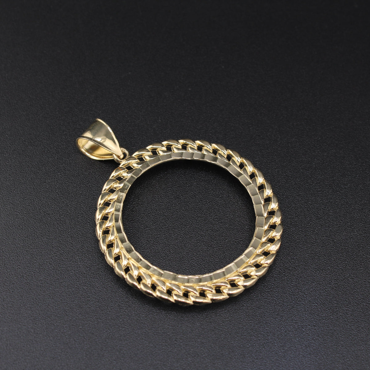 Bisel de moneda de oro auténtico de 10 quilates