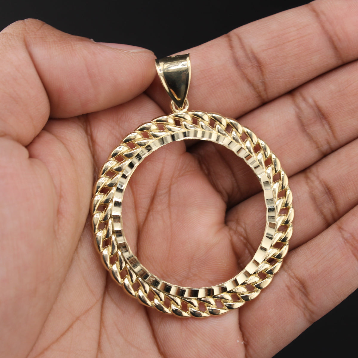 Bisel de moneda de oro auténtico de 10 quilates