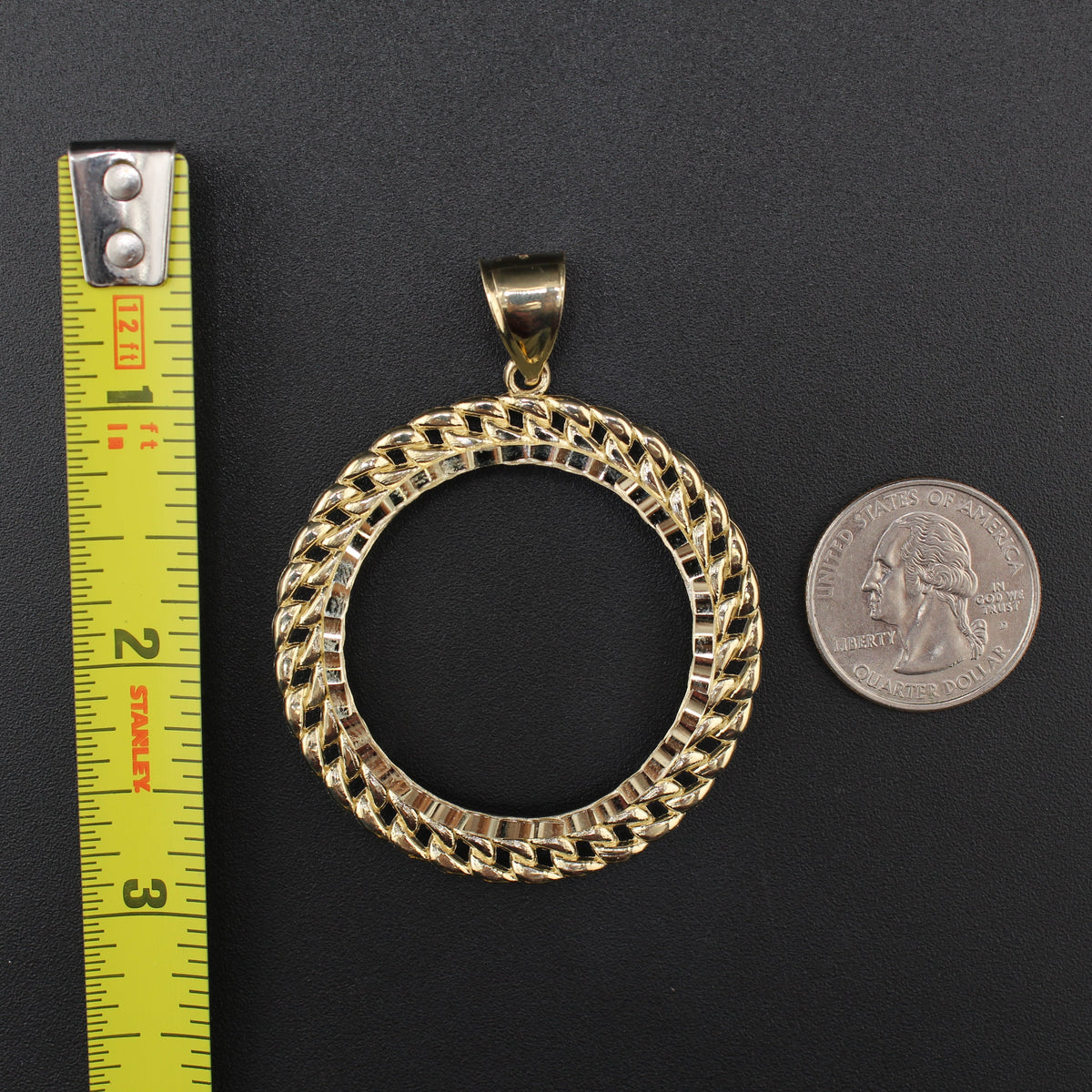 Bisel de moneda de oro auténtico de 10 quilates