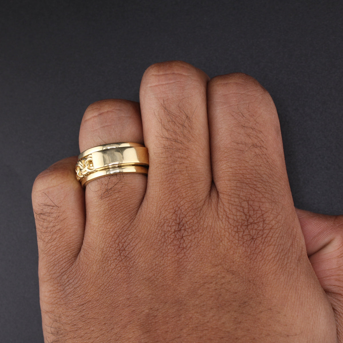 Anillo Giratorio Chino de Oro de 10K Auténtico