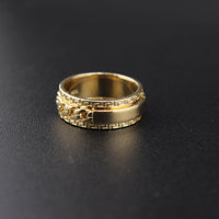 Anillo giratorio con identificación cubana de oro real de 10K