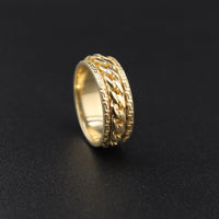 Anillo giratorio con identificación cubana de oro real de 10K