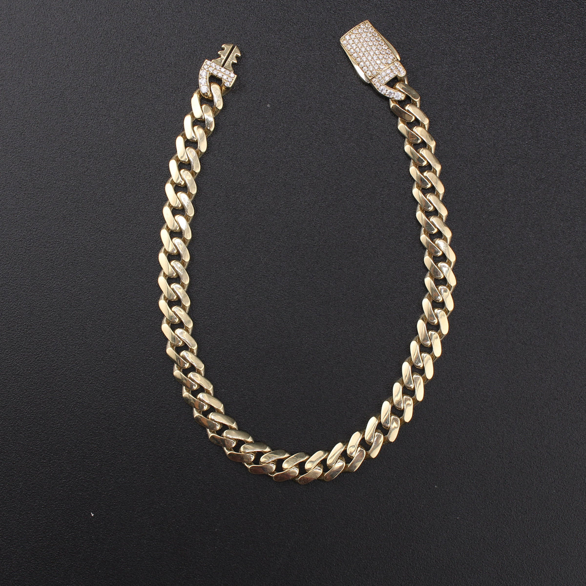 Pulsera cubana Royal de oro de 10K de 6mm auténtico