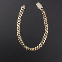 Pulsera cubana Royal de oro de 10K de 6mm auténtico