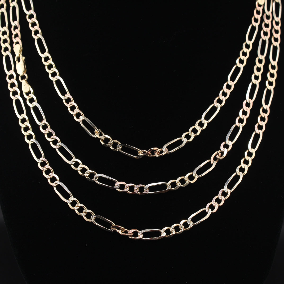 Oro Figaro Tricolor de 14K auténtico