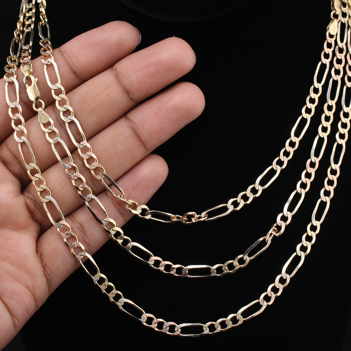 Oro Figaro Tricolor de 14K auténtico