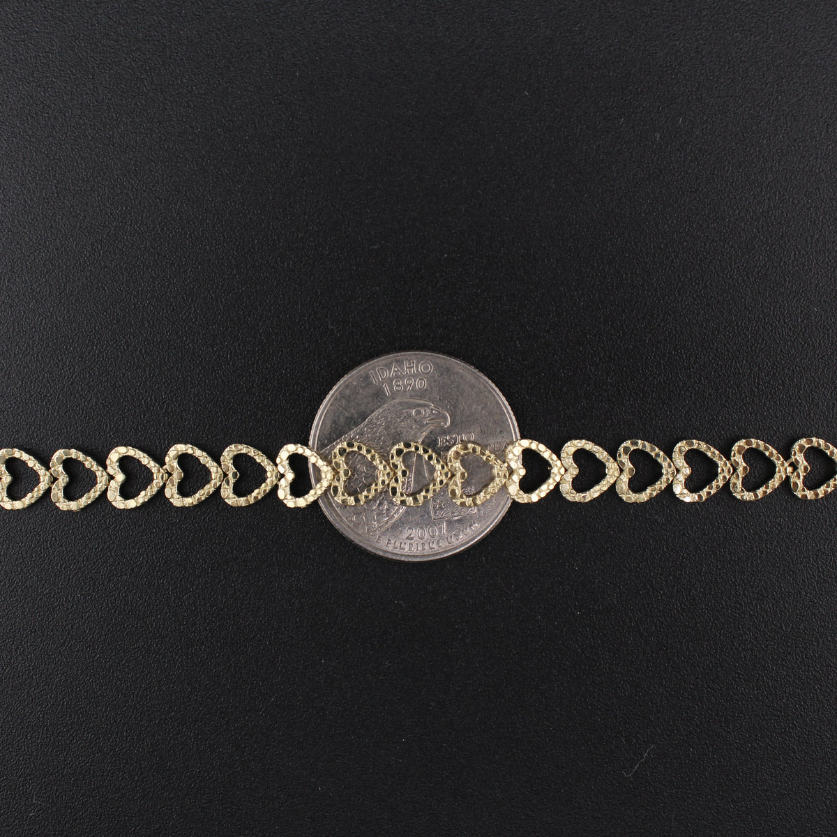 Real 10K Gold Heart Nugget Bracelet
