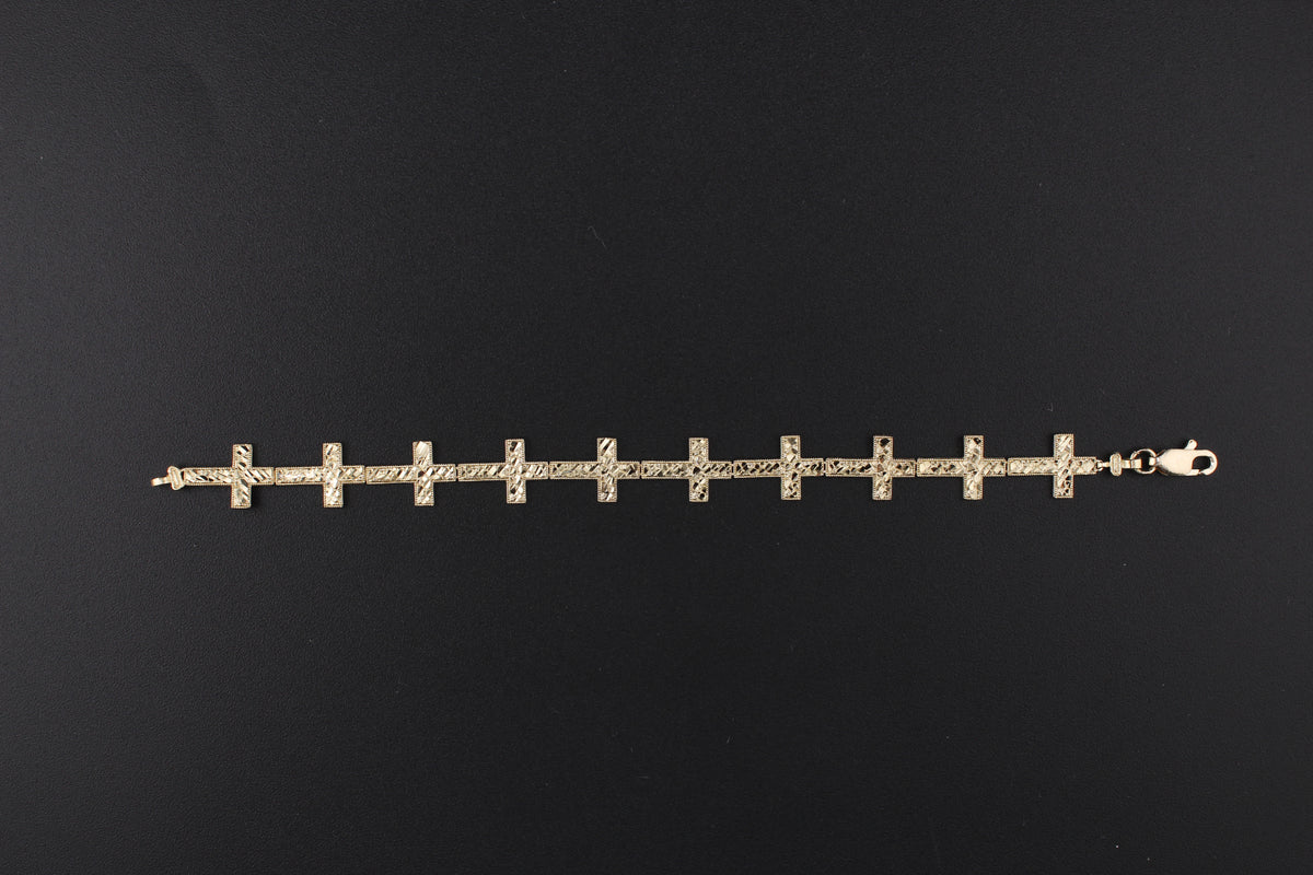 Real 10K Gold Cross Nugget Bracelet