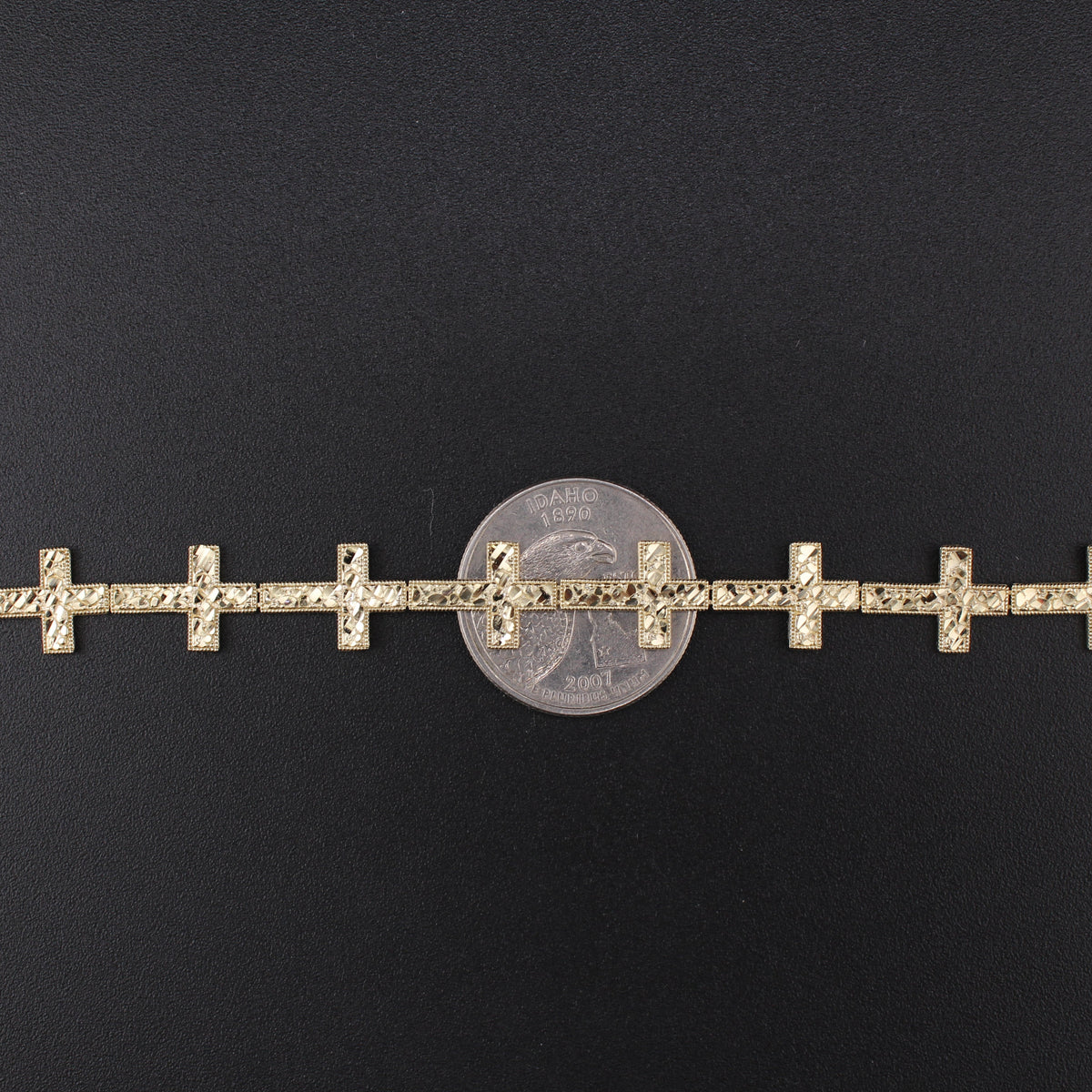 Real 10K Gold Cross Nugget Bracelet