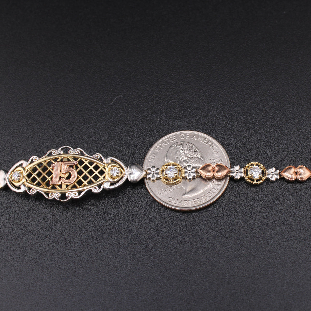 Real 14K Gold Quinceañera Bracelet