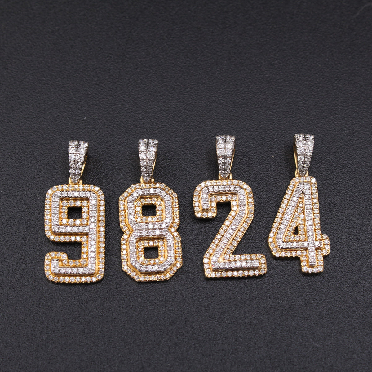 Real 10K Gold Diamond Number Pendants