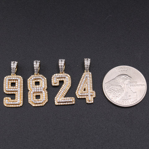 Real 10K Gold Diamond Number Pendants