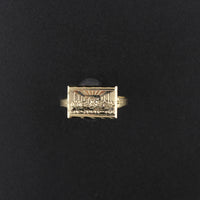 Anillo rectangular de la Última Cena en oro de 10 quilates auténtico