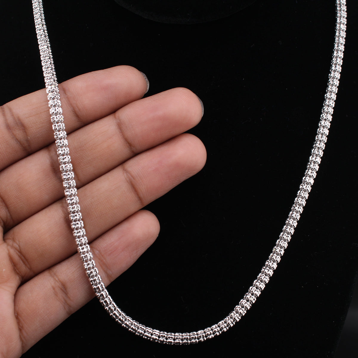 Real 10K White Gold Ice Chain