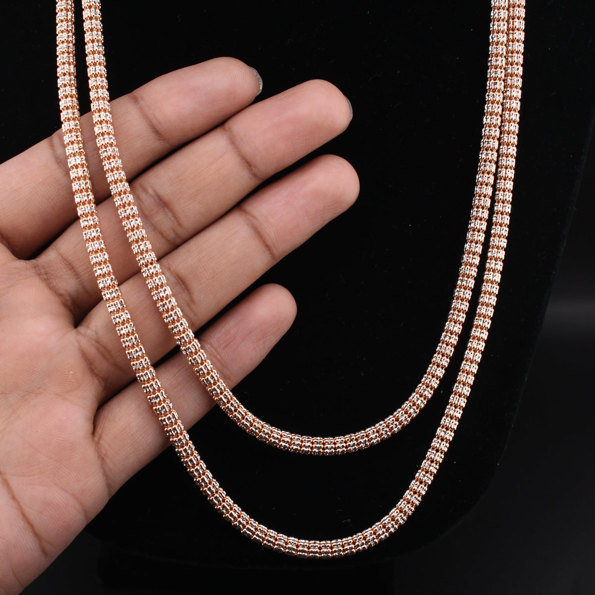 Cadena de oro rosa de 10K auténtico