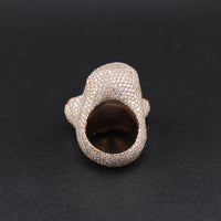 Anillo de sello de oro macizo de 14K con diamante y cara de Jesús