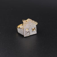 Anillo Real de Oro de 10K con Diamantes, Diseño "Trap House"