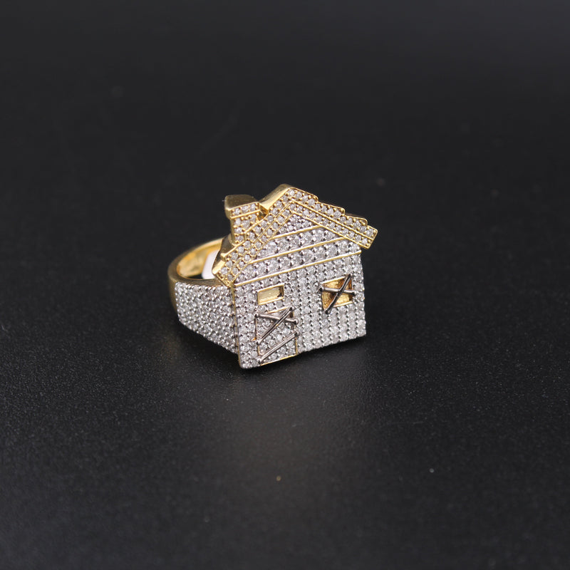 10K Diamond Trap House Ring