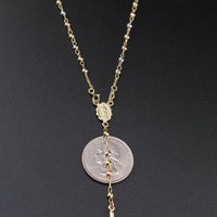 Real 14K Tri-Color Gold Rosary Chain