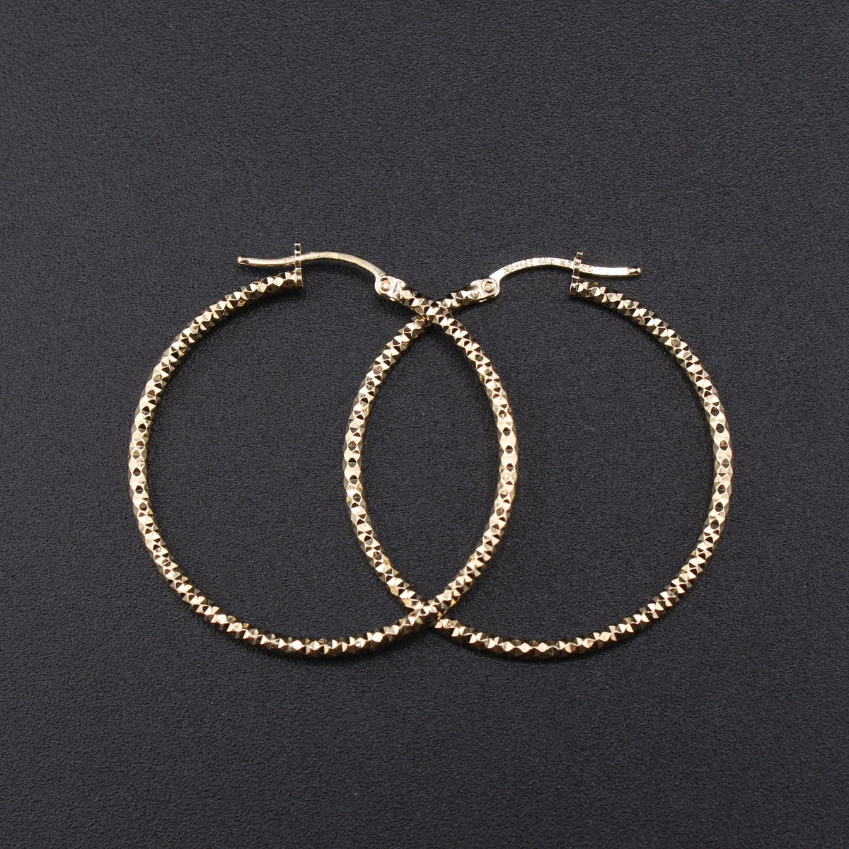 Real 14K Gold Diamond Cut Hoops