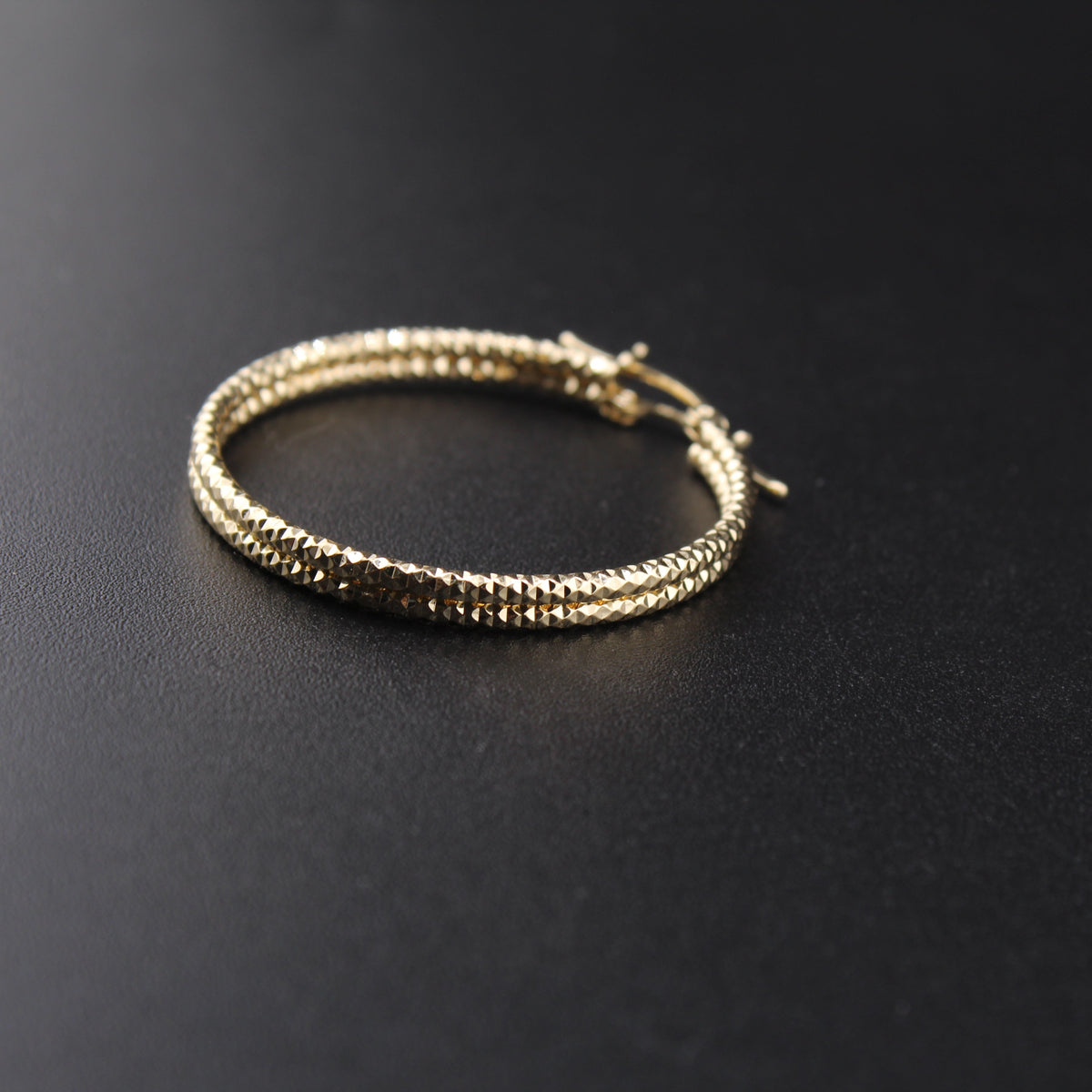 Real 14K Gold Diamond Cut Hoops
