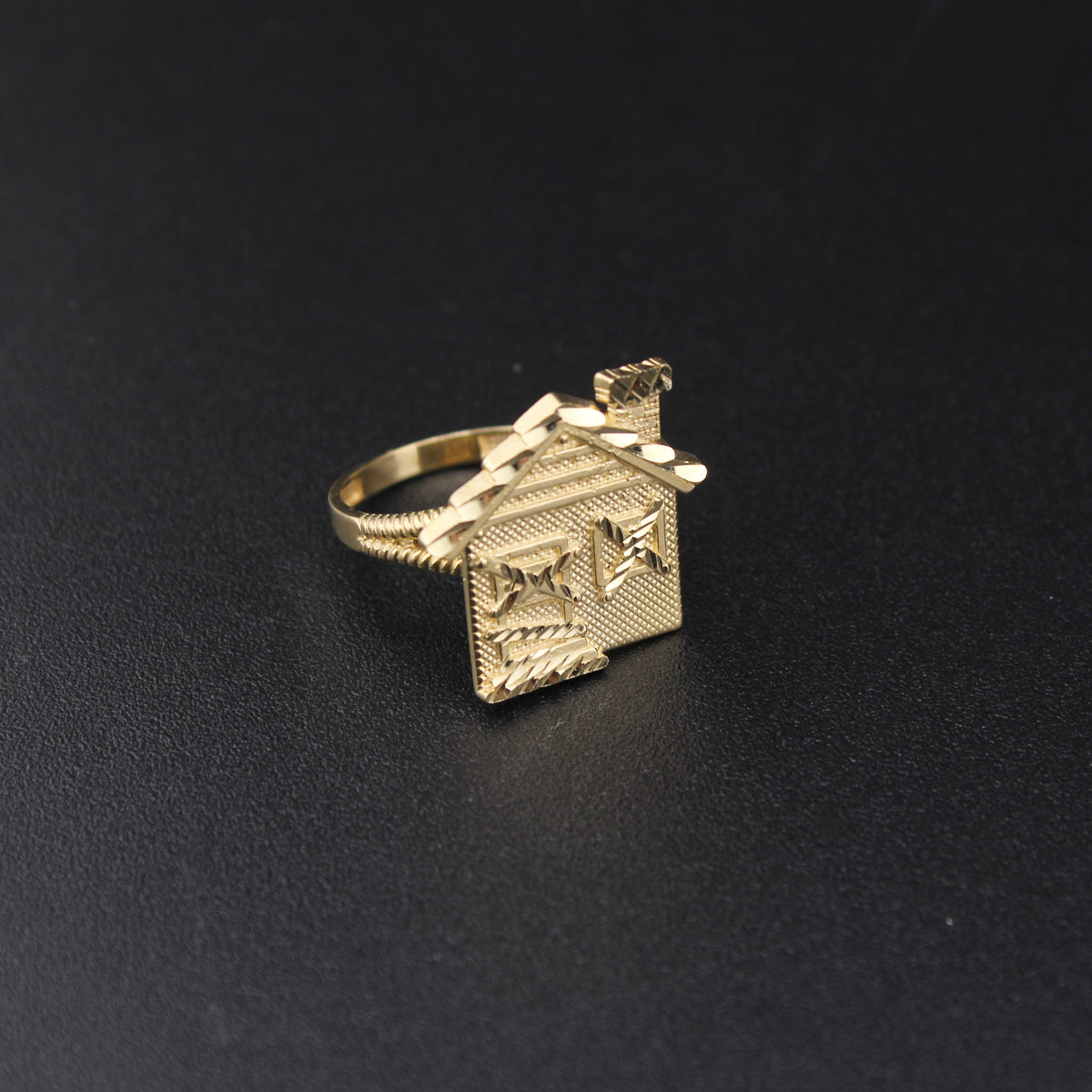 Anillo "Trap House" de oro auténtico de 10 quilates