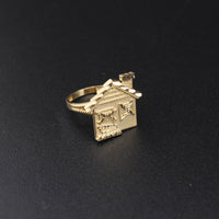 Anillo "Trap House" de oro auténtico de 10 quilates