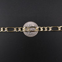 Pulsera de oro de 10K auténtico, diseño Figaro de 8mm con corte de diamante