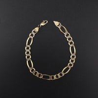 Pulsera de oro de 10K auténtico, diseño Figaro de 8mm con corte de diamante
