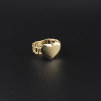 Anillo de corazón de cadena de oro de 10K real