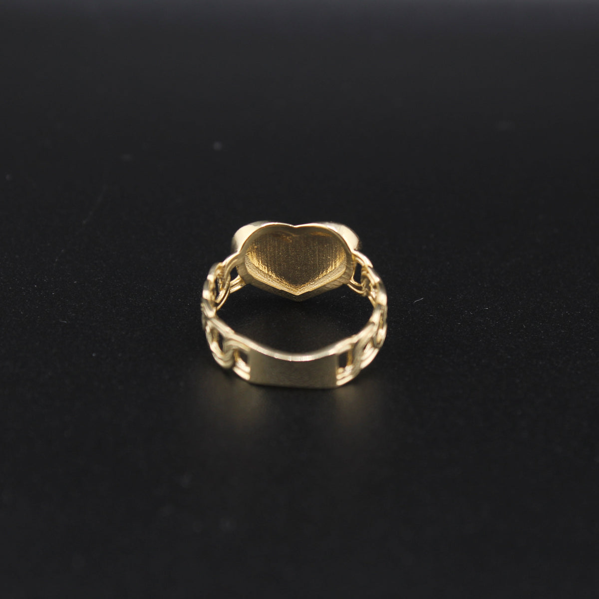 Anillo de corazón de cadena de oro de 10K real