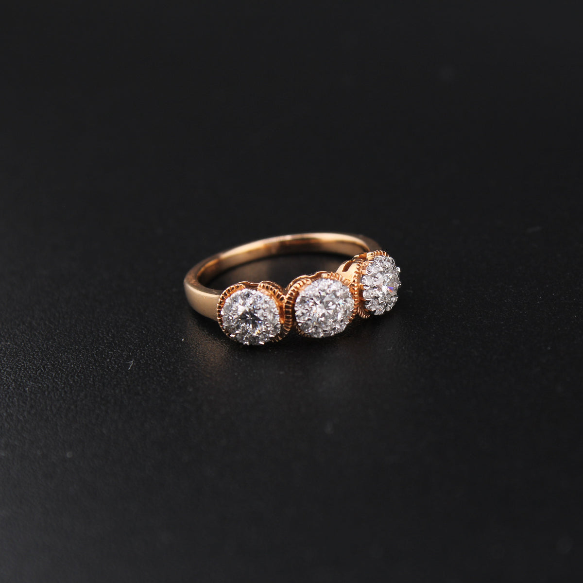 Anillo de oro rosa de 14K con diamante auténtico