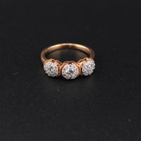 Anillo de oro rosa de 14K con diamante auténtico