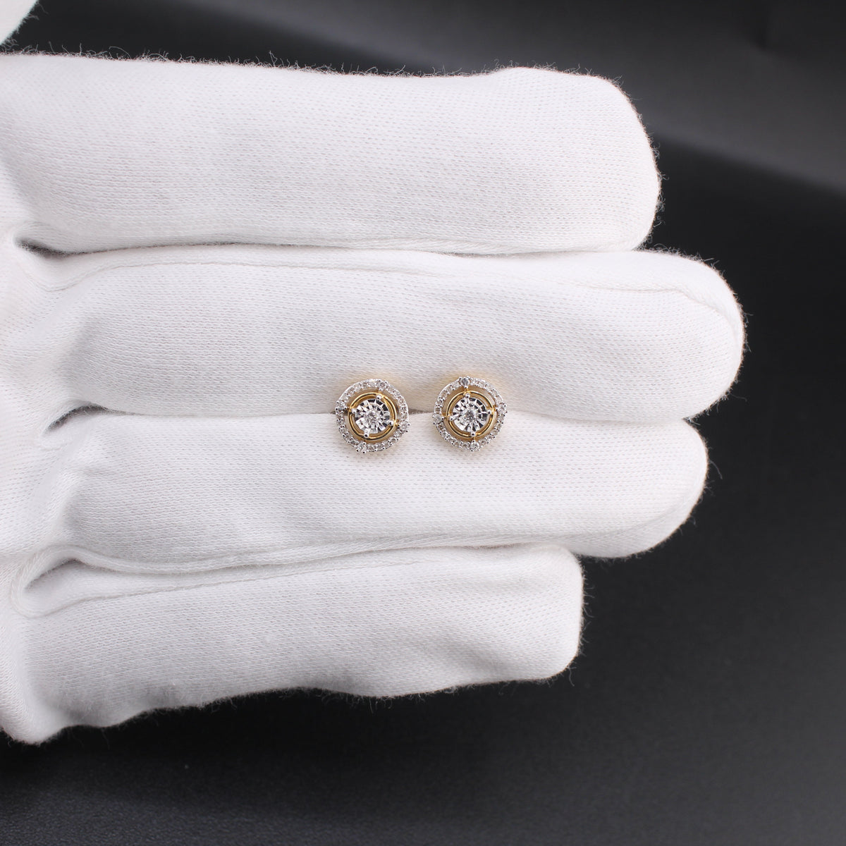 Real 10K Gold Diamond Ear Ring