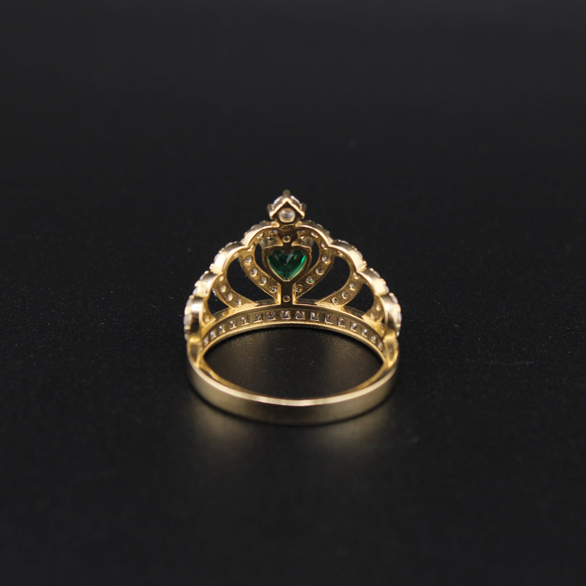 Real Gold 14K Tiara Green Stone Ring