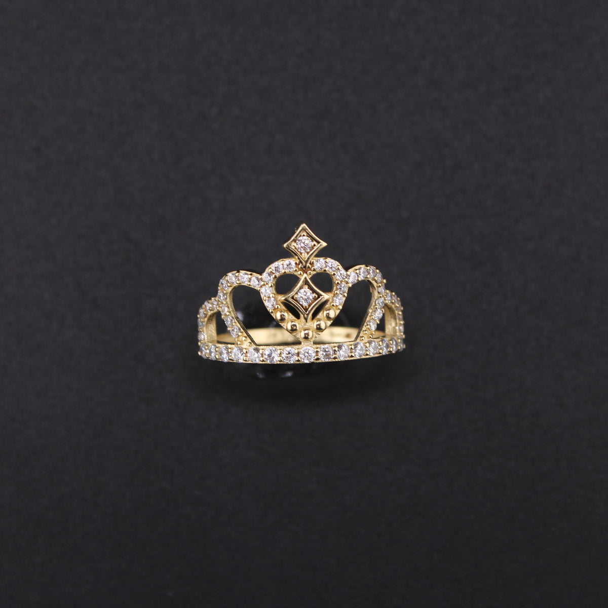 Anillo de corona de quinceañera de oro de 14 quilates