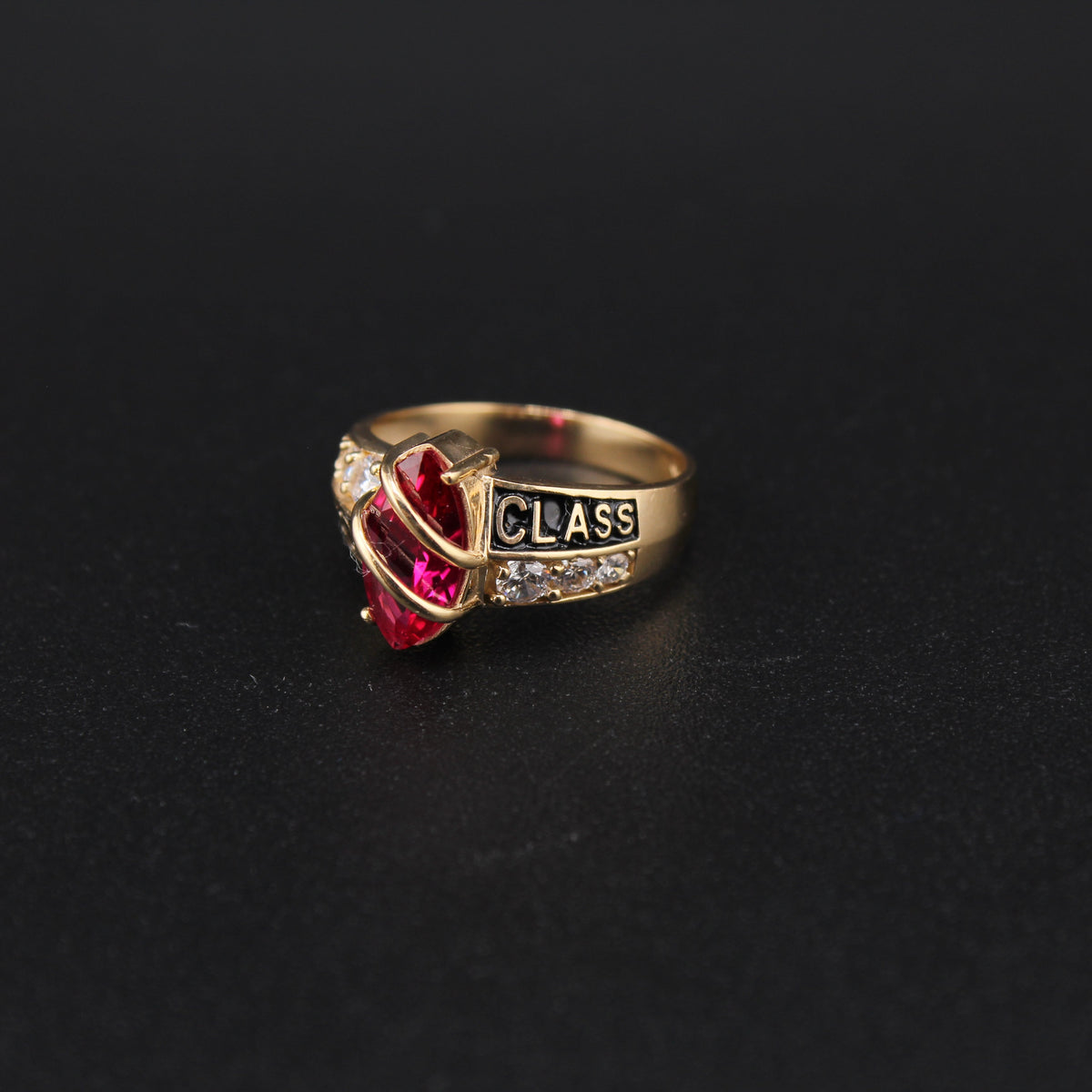 Anillo de clase de oro de 14 quilates con piedra de nacimiento - 2026