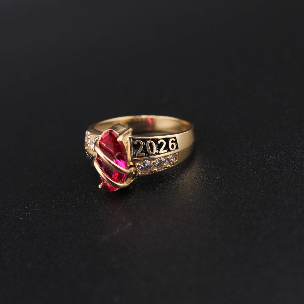 Anillo de clase de oro de 14 quilates con piedra de nacimiento - 2026
