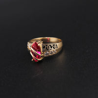 Anillo de clase de oro de 14 quilates con piedra de nacimiento - 2026