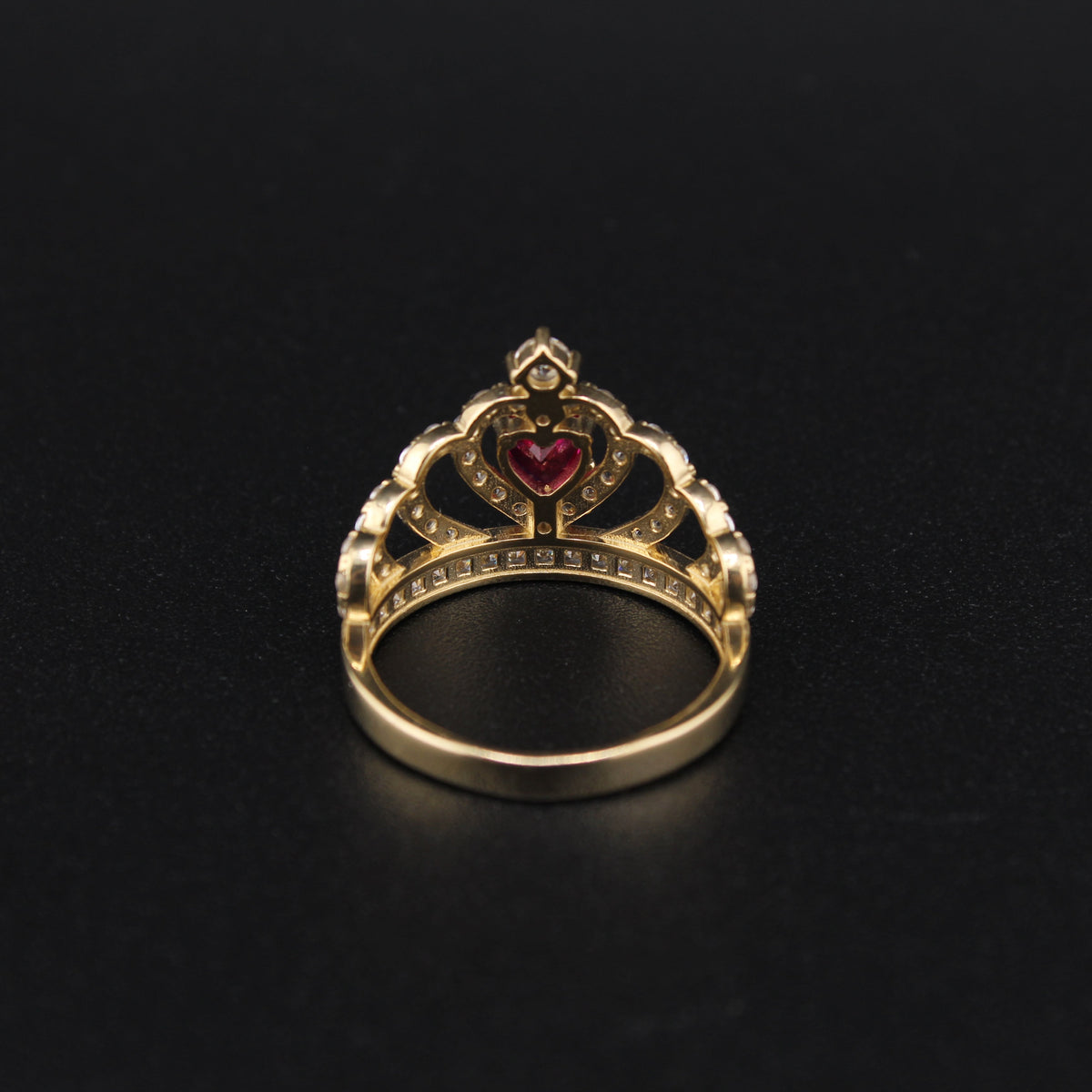 Anillo de Quinceañera de Oro Real de 14K con Piedra Roja