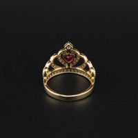Anillo de Quinceañera de Oro Real de 14K con Piedra Roja