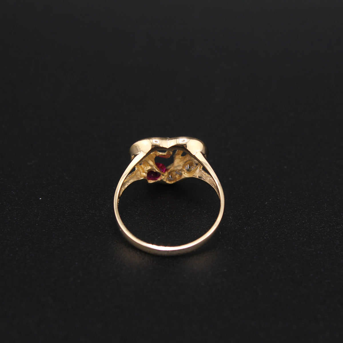 Auténtico anillo de quinceañera de oro de 14 quilates con piedra rosa