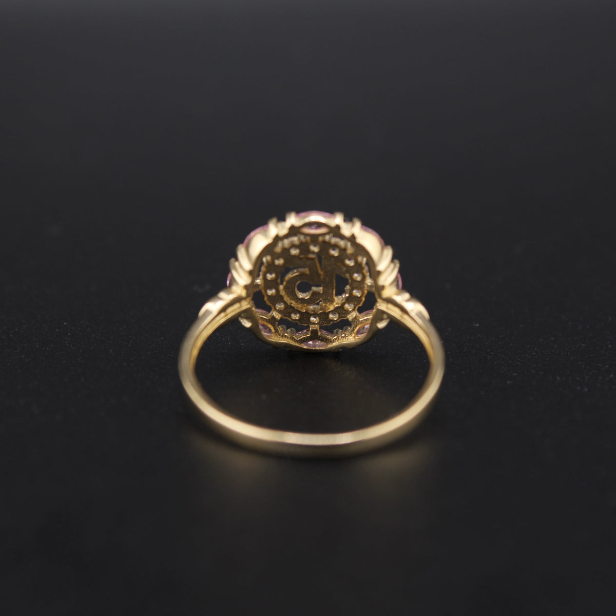 Anillo de quinceañera de oro rosa macizo de 14K