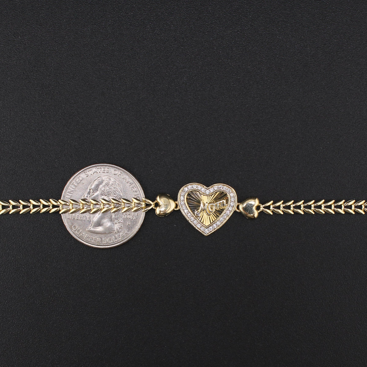 10K Gold Heart Mom Bracelet