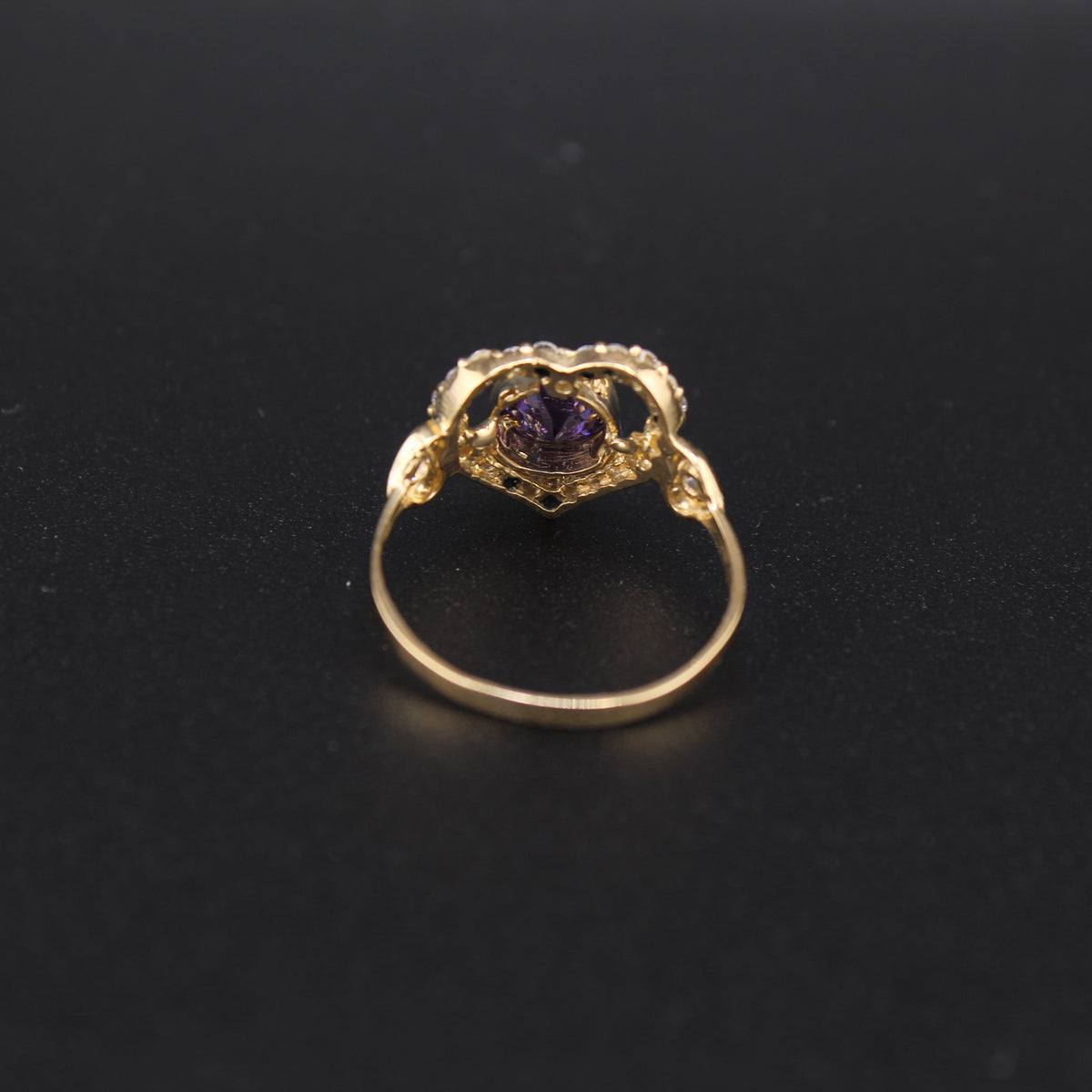 10K Gold Quinceañera Heart Ring Purple Stone