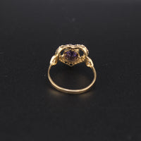 10K Gold Quinceañera Heart Ring Purple Stone