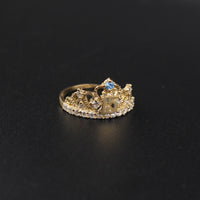 10K Quinceanera Crown Ring with Aquamarine Stone