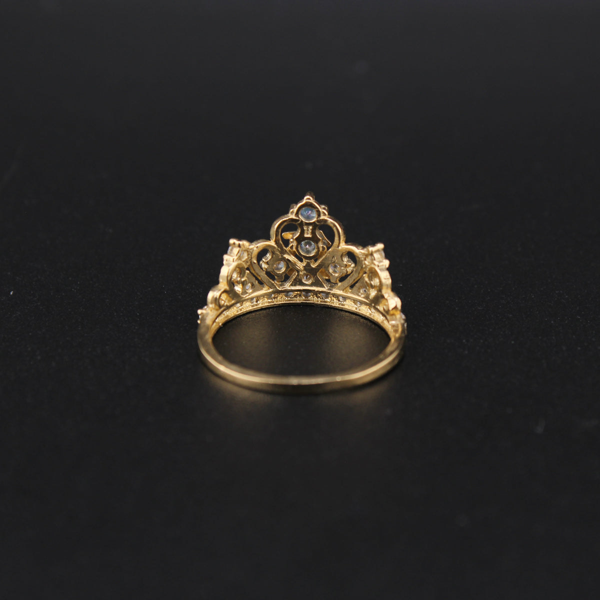 10K Quinceanera Crown Ring with Aquamarine Stone